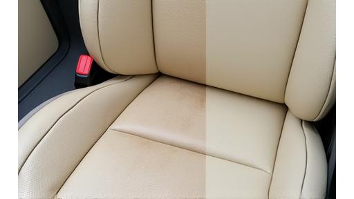 Avant après détachage cuir auto